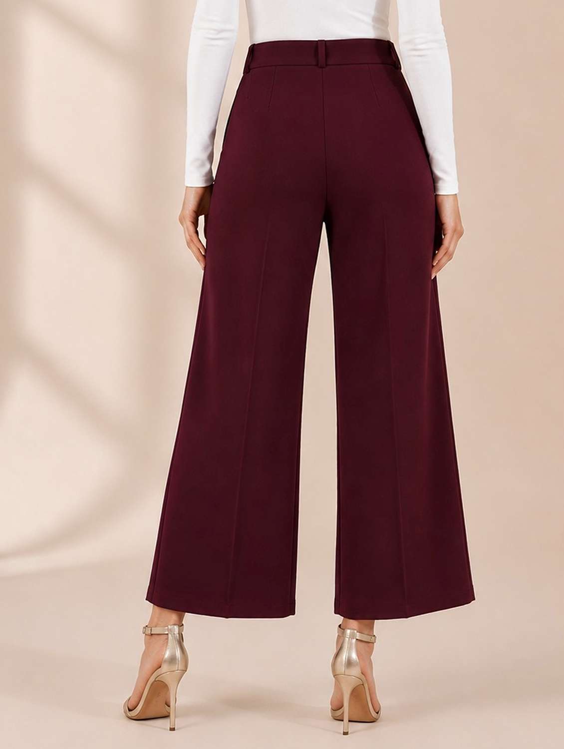 Women Solid High Rise Wide Leg Trouser - 22730915 -  Standard Image - 3