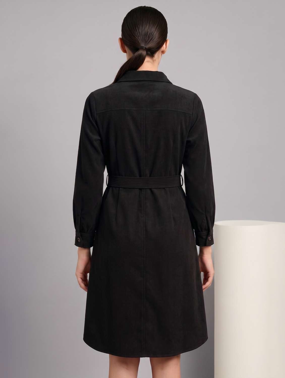Women Solid Long Sleeves Shirt Dress - 22730922 -  Standard Image - 3