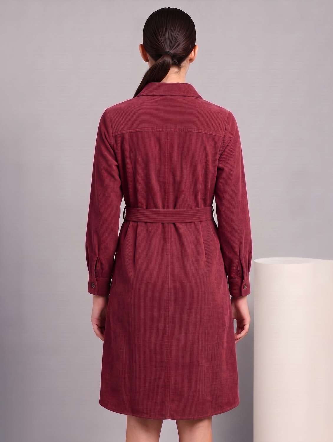Women Solid Long Sleeves Shirt Dress - 22730924 -  Standard Image - 3