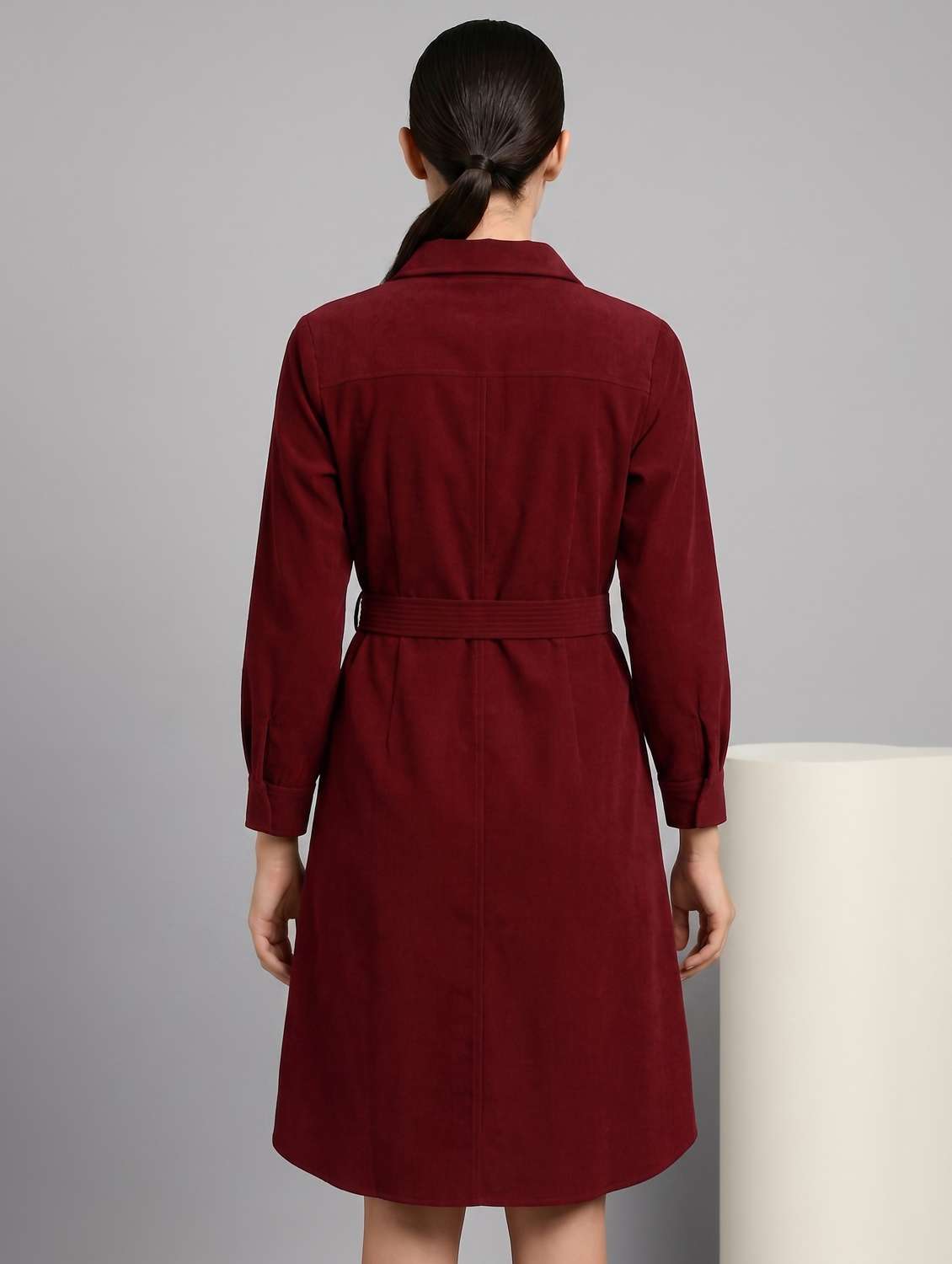 Women Solid Long Sleeves Shirt Dress - 22730925 -  Standard Image - 3