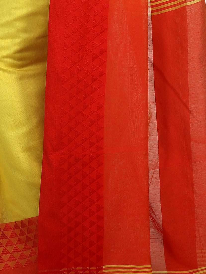 Women Solid With Bordered Handloom Saree With Blouse - 22730928 -  Standard Image - 3