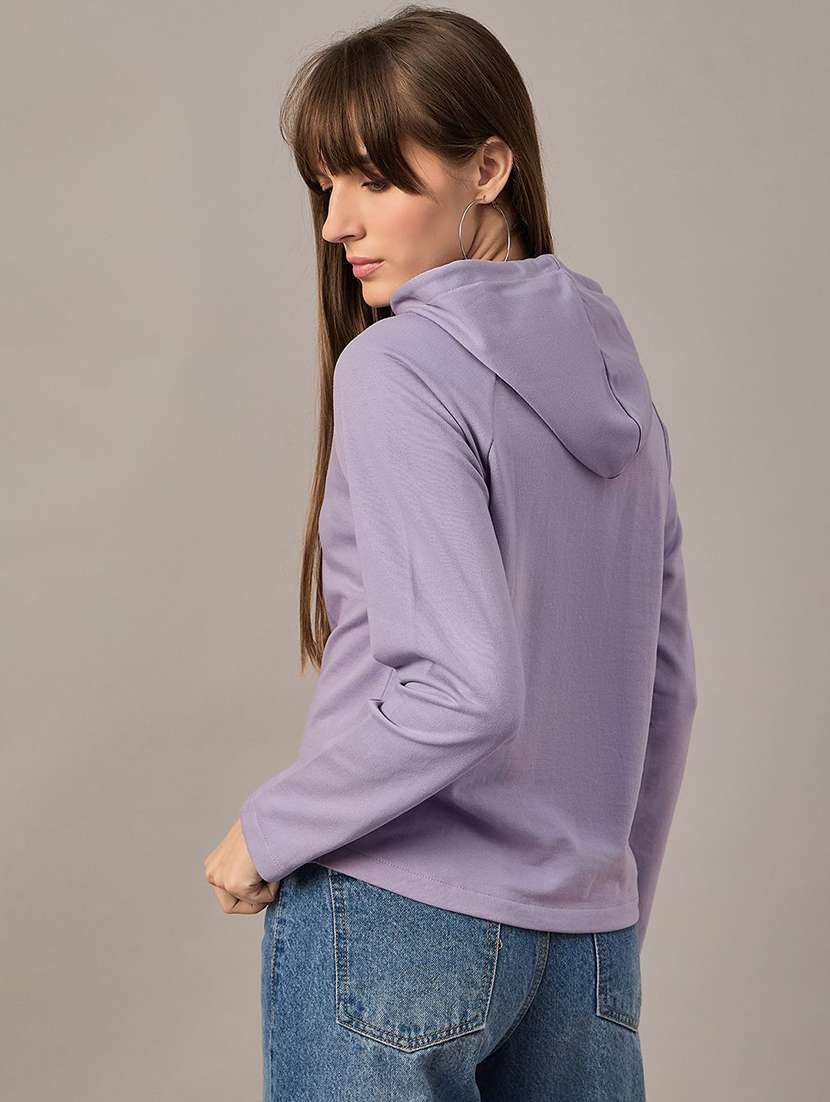 Women Solid Long Sleeves Hooded Sweatshirt - 22731454 -  Standard Image - 3