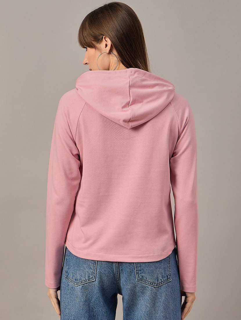 Women Solid Long Sleeves Hooded Sweatshirt - 22731455 -  Standard Image - 3