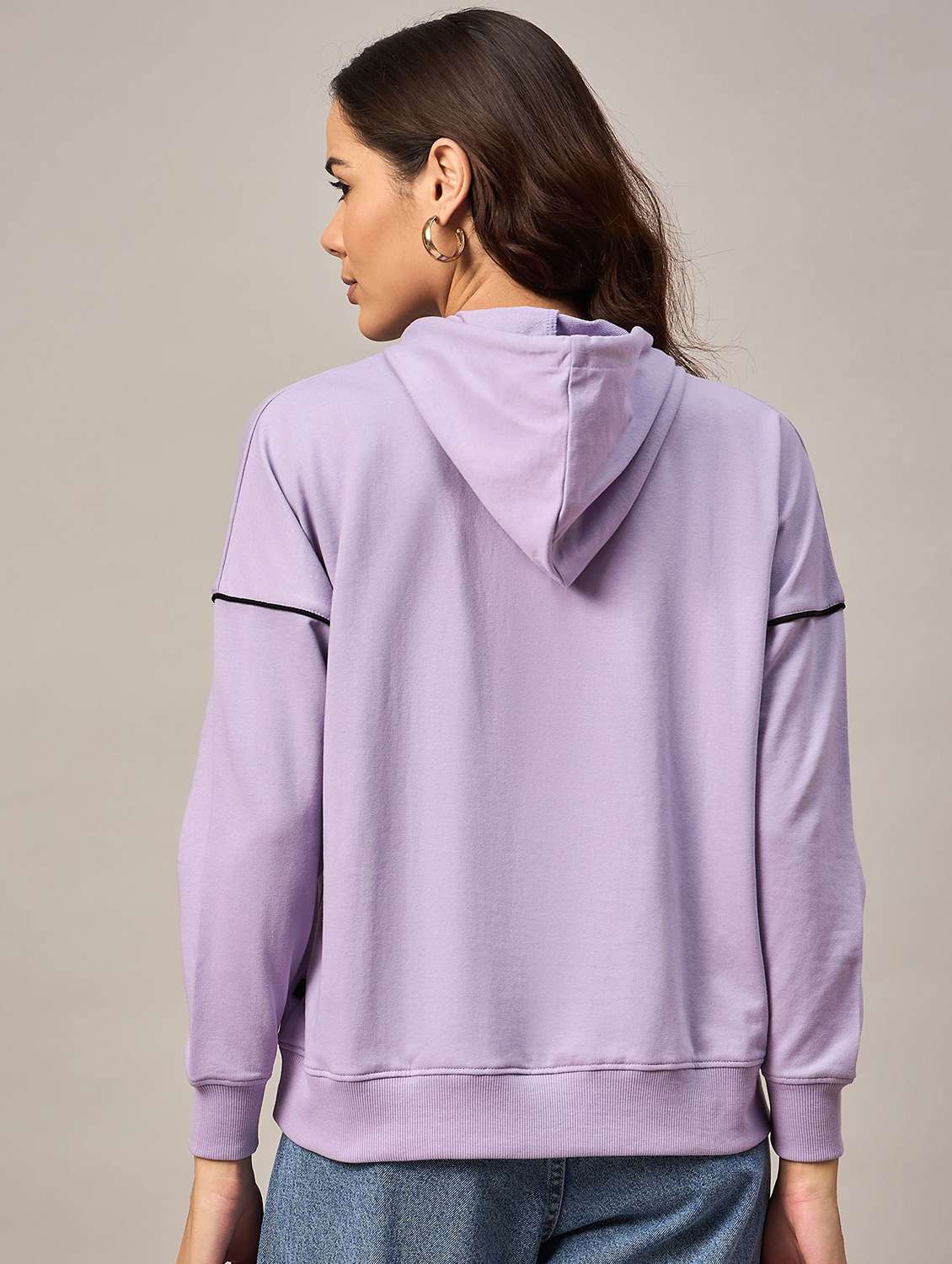 Women Solid Long Sleeves Hooded Sweatshirt - 22731469 -  Standard Image - 3