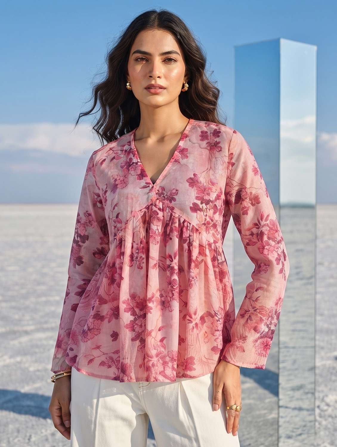 pink rayon regular top