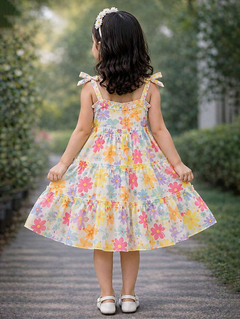 Girl Printed Sleeveless Tiered Frock - 22731537 -  Standard Image - 3