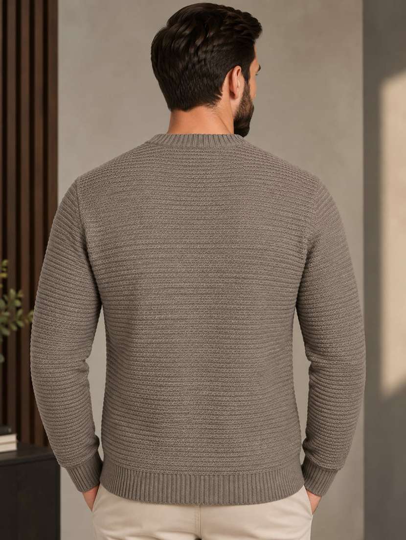 Men Self Design Long Sleeve Regular Fit Pullover - 22731556 -  Standard Image - 3