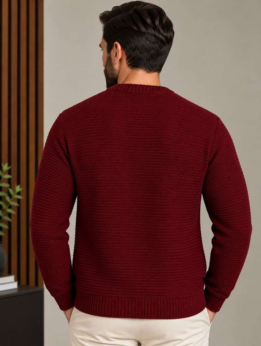 Men Self Design Long Sleeve Regular Fit Pullover - 22731559 -  Standard Image - 3