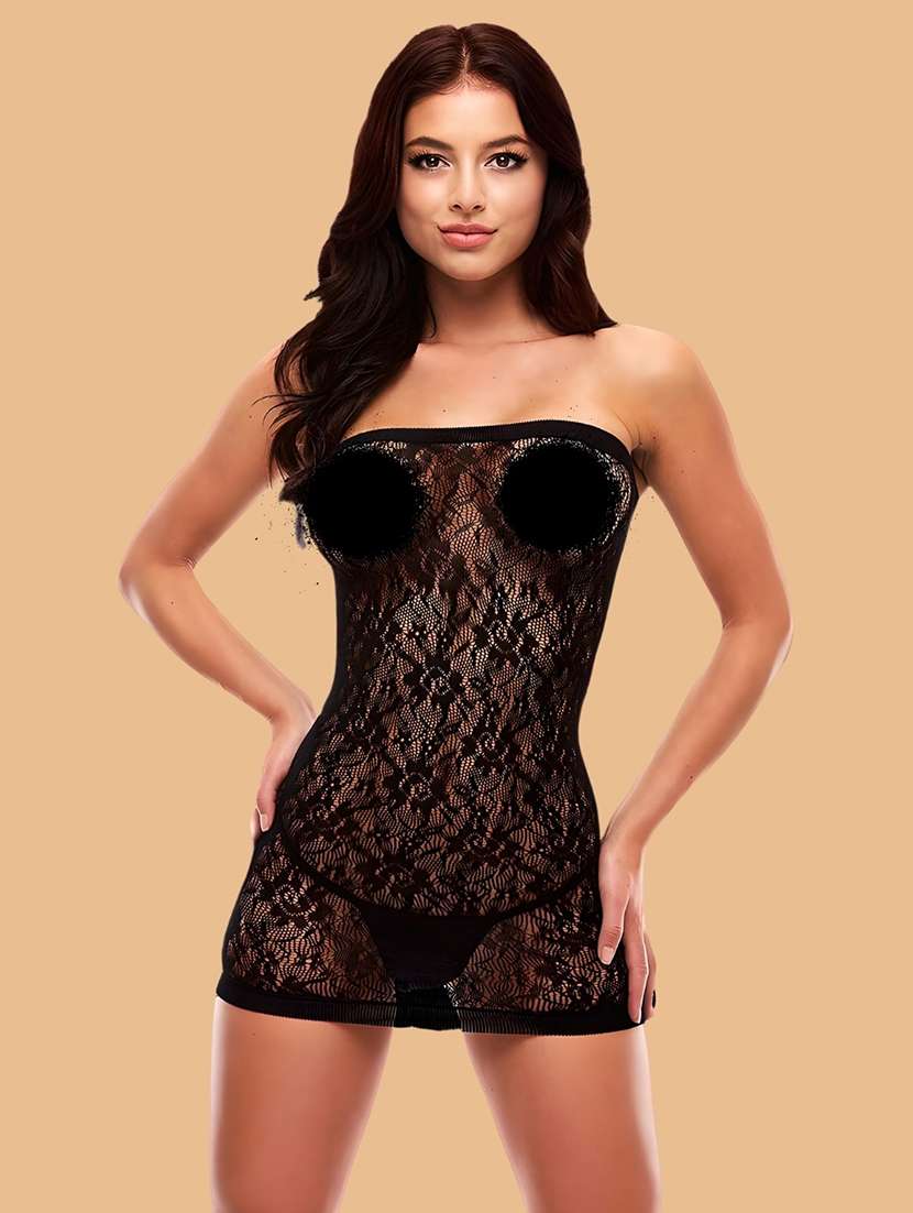 women self design off shoulder babydoll set