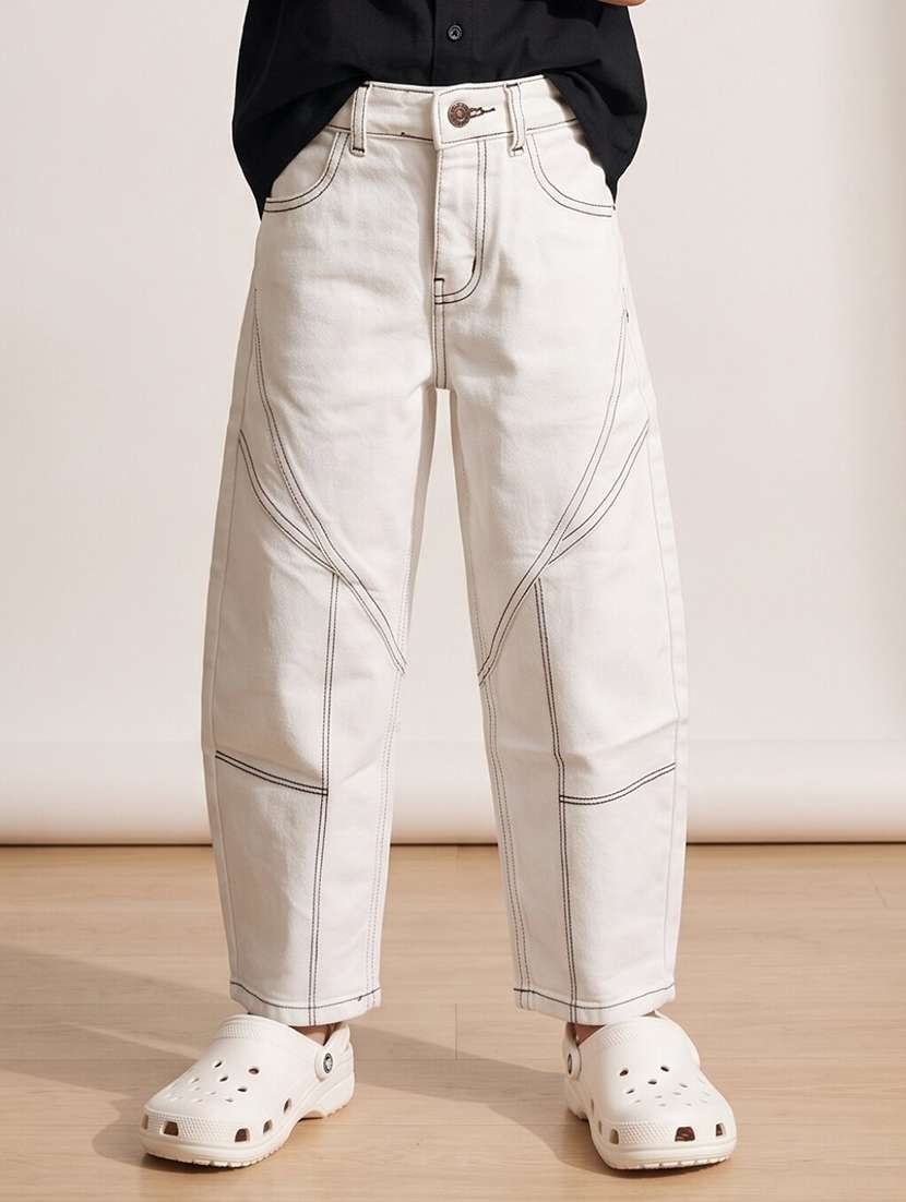 boys solid mid rise straight jeans
