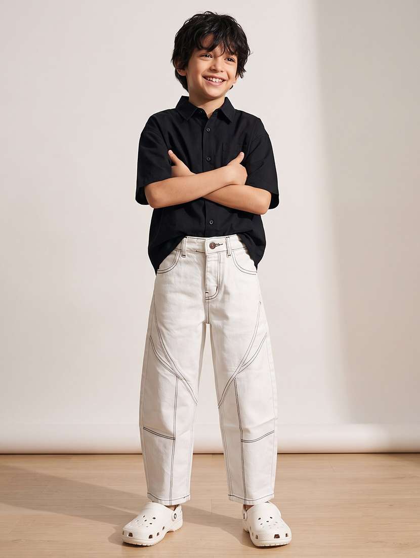 Boys Solid Mid Rise Straight Jeans - 22732449 -  Standard Image - 3
