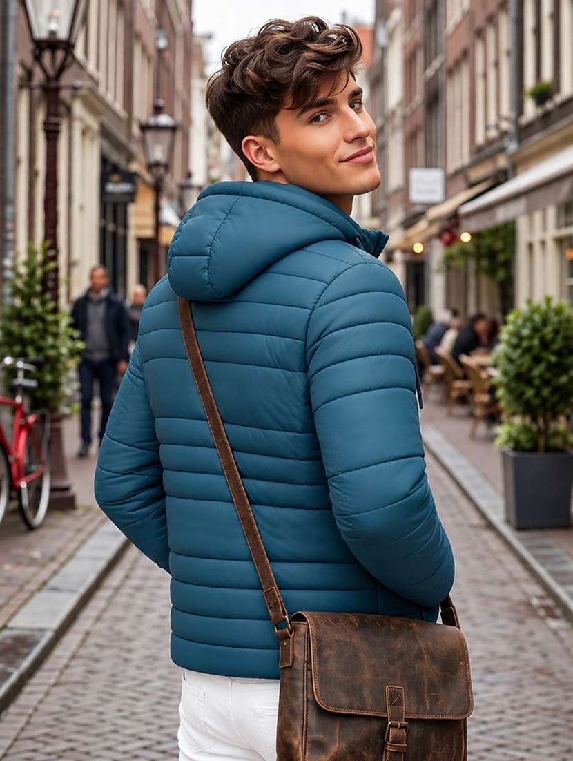 Men Solid Long Sleeve Puffer Jacket - 22733726 -  Standard Image - 3