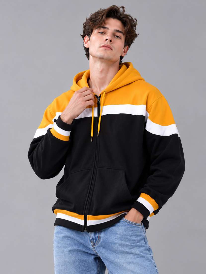 men color block long sleeve oversized sweatshirt