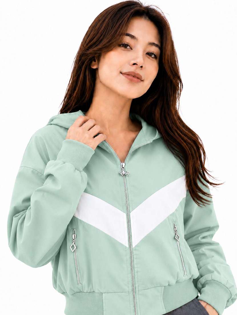 Women Color Block Long Sleeve Windcheater Jacket - 22734980 -  Standard Image - 3