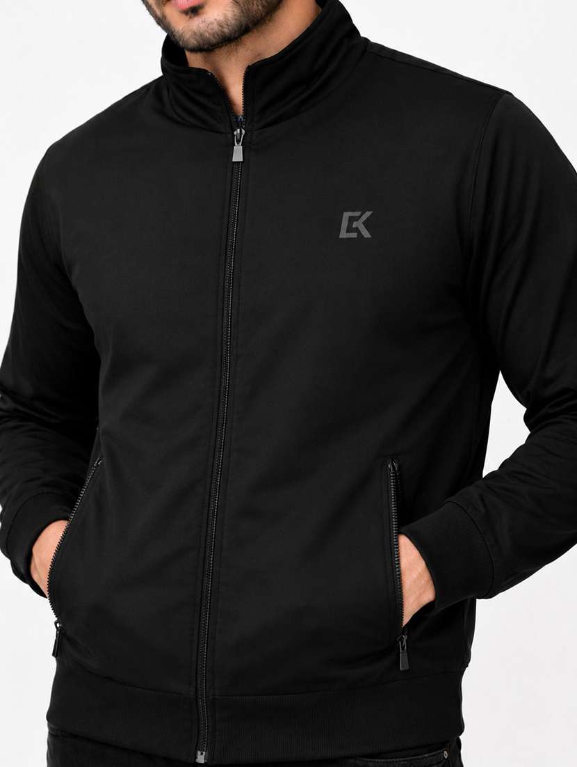 Men Solid Long Sleeve Windcheater Bomber Jacket - 22734983 -  Standard Image - 3