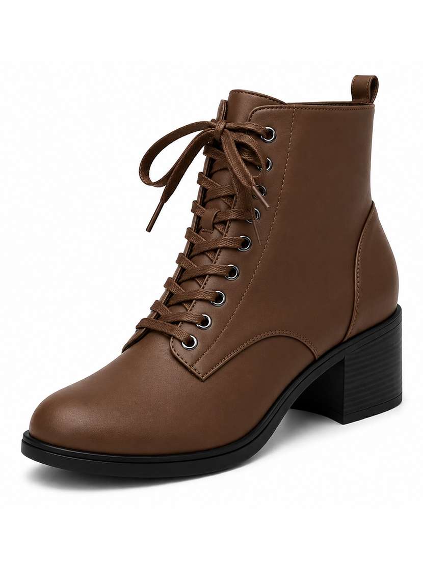 women solid lace up ankle boots