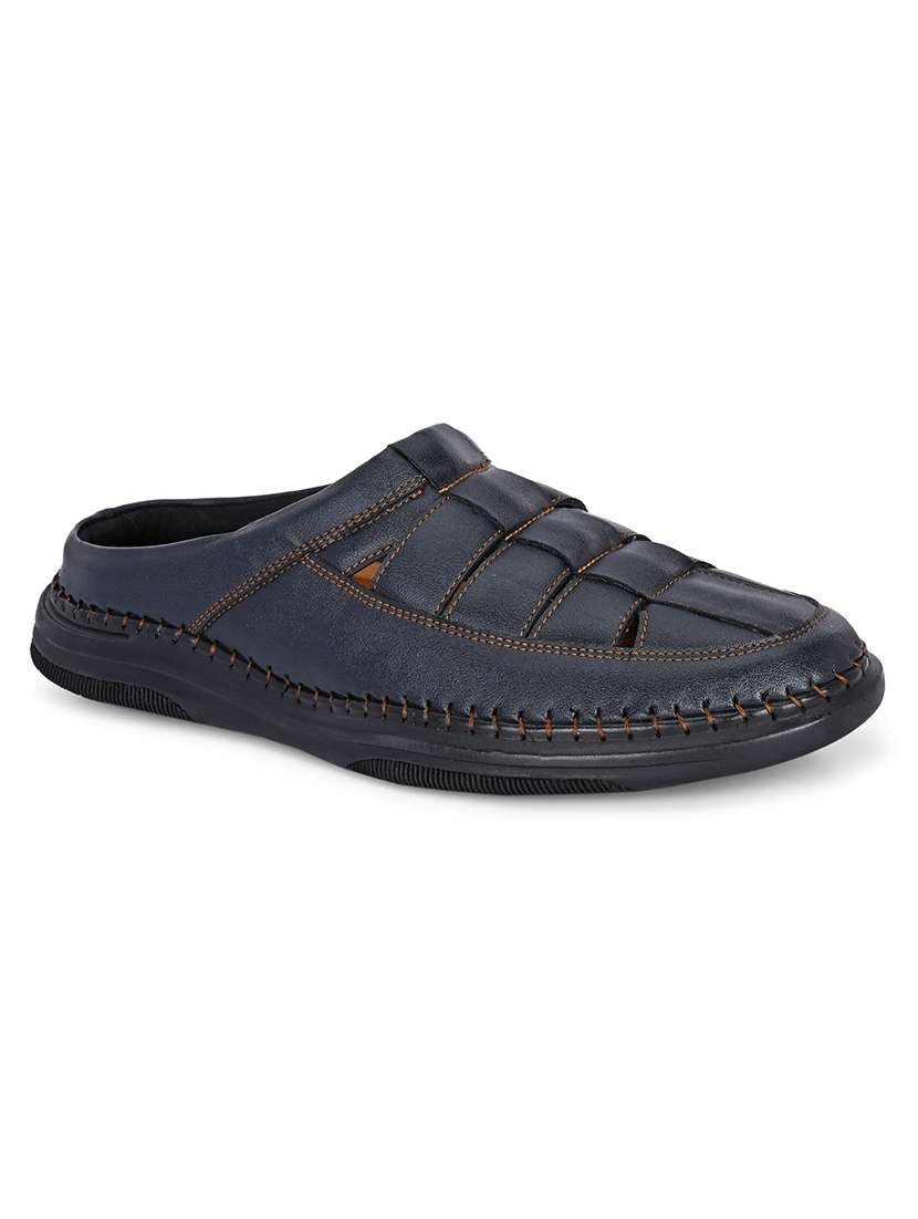 men blue slip on mule