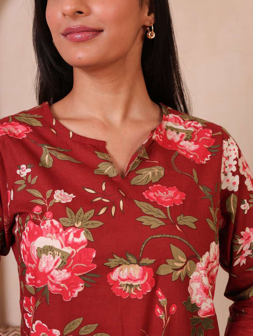 Women Printed Three Quarter Sleeves Ethnic Co-ord Set - 22735397 -  Standard Image - 8