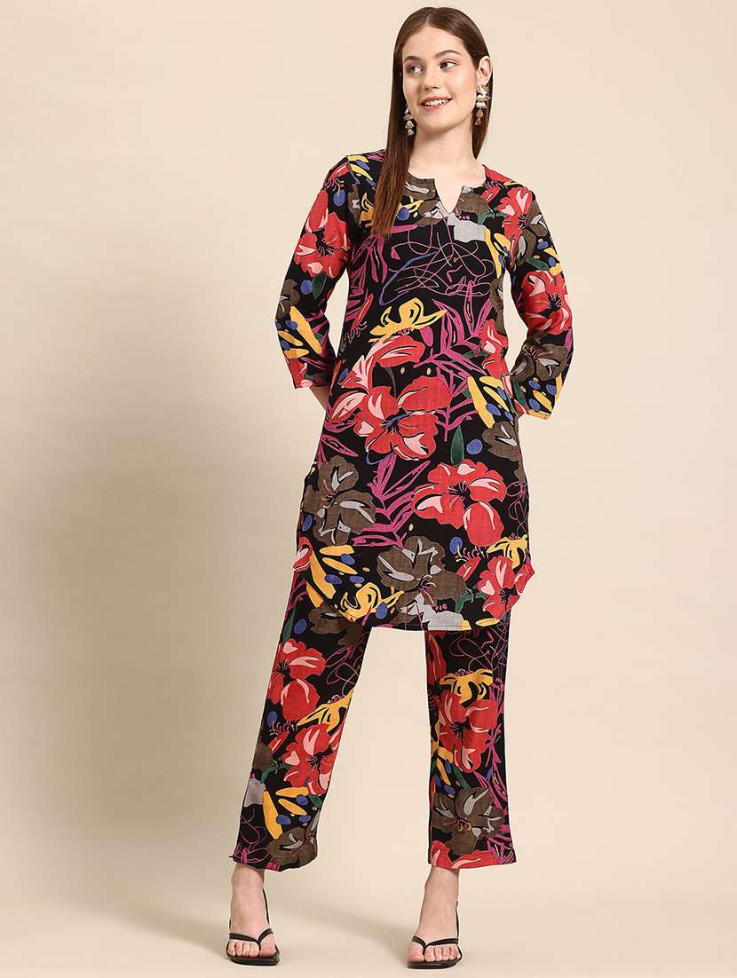 women embroidered long sleeves shirt and trouser co-ord set