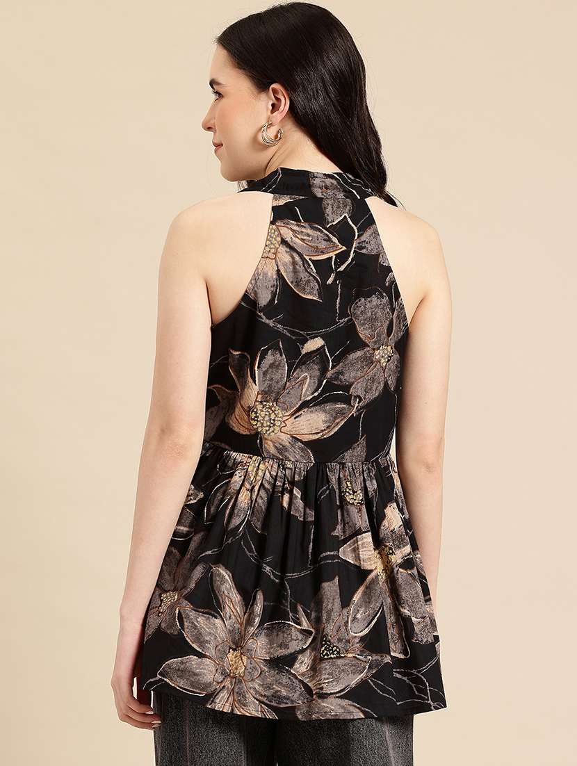 Women Printed Sleeveless Flared Kurti - 22735405 -  Standard Image - 3