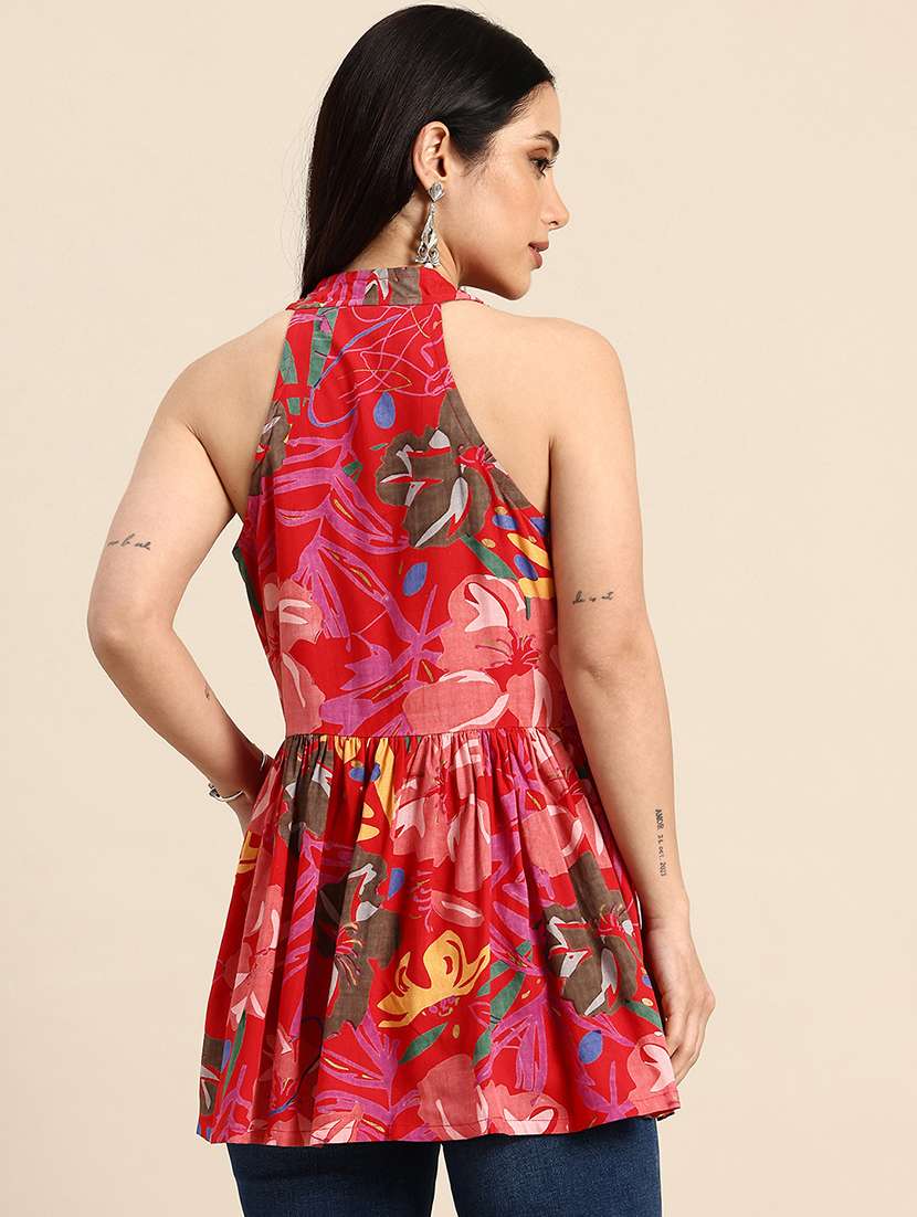 Women Printed Sleeveless Flared Kurti - 22735407 -  Standard Image - 3