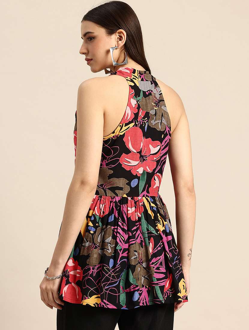 Women Printed Sleeveless Flared Kurti - 22735411 -  Standard Image - 3