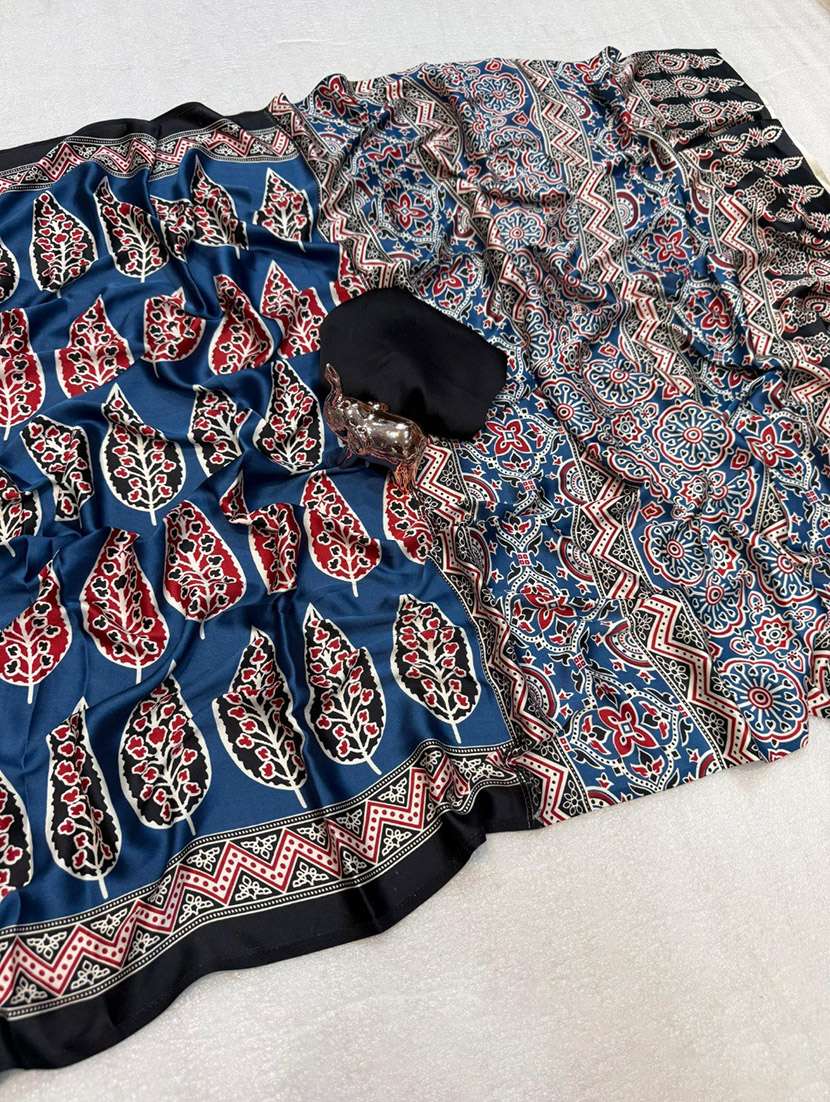 Women Printed Casual Wear Saree With Blouse - 22735562 -  Standard Image - 3