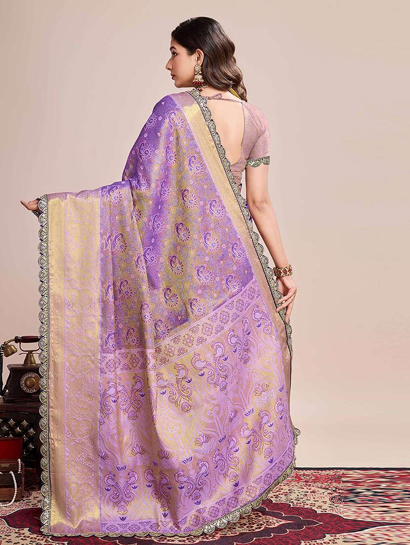 Women Self Design Kanjivaram Saree With Blouse - 22735739 -  Standard Image - 3