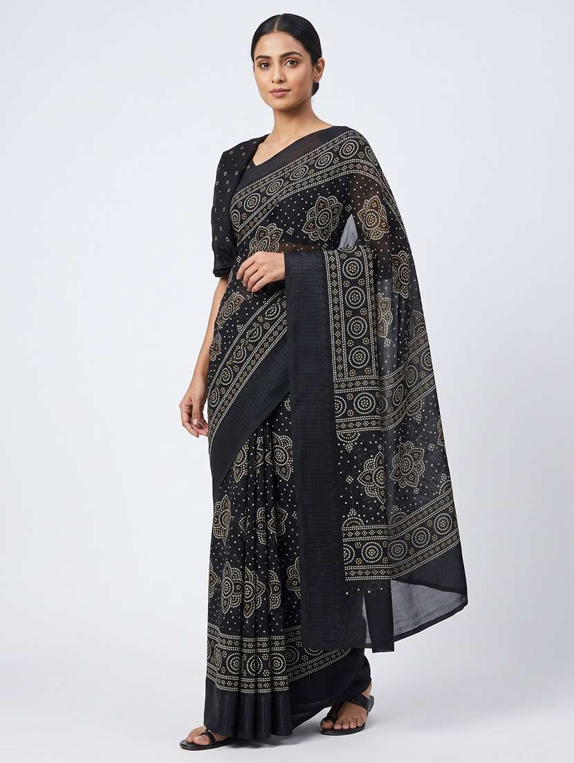women printed casual wear saree with blouse