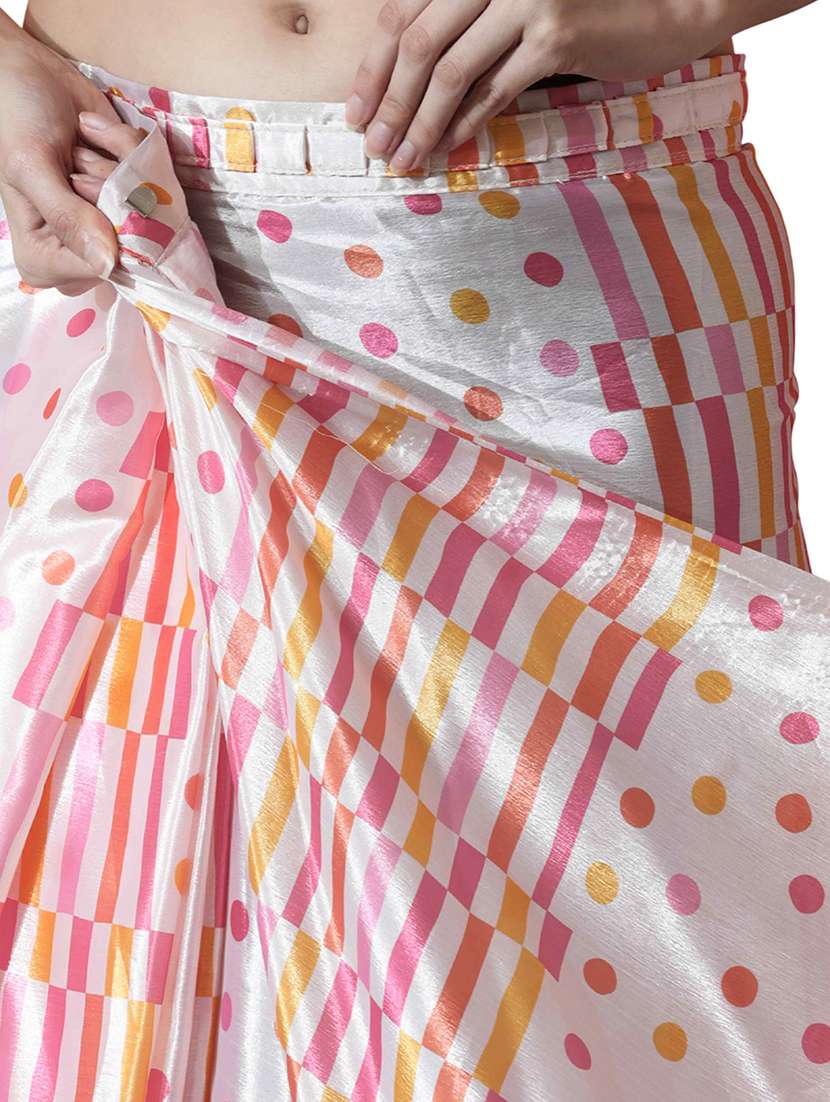Women Geometric Printed Ready To Wear Saree With Blouse - 22736879 -  Standard Image - 5