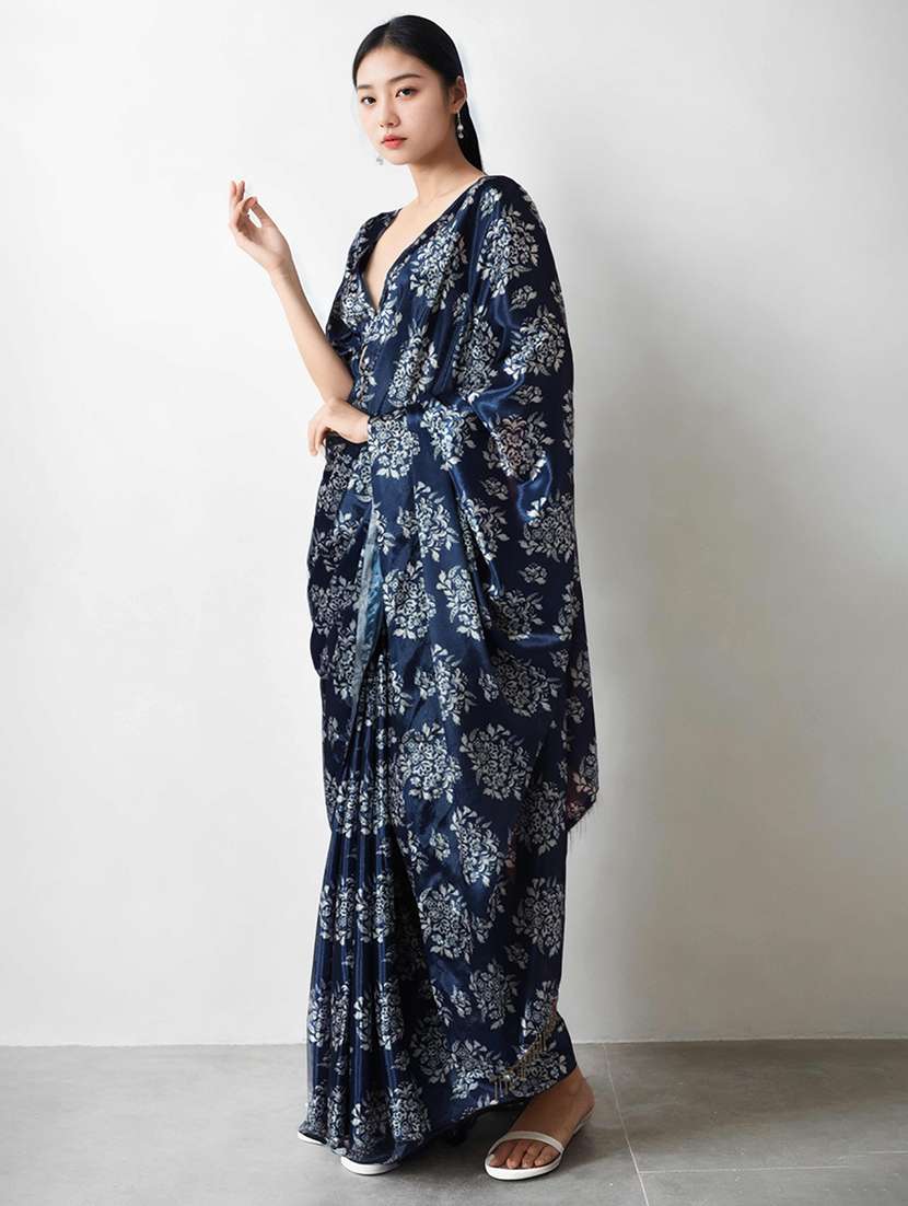 Women Floral Printed Ready To Wear Saree With Blouse - 22736883 -  Standard Image - 3