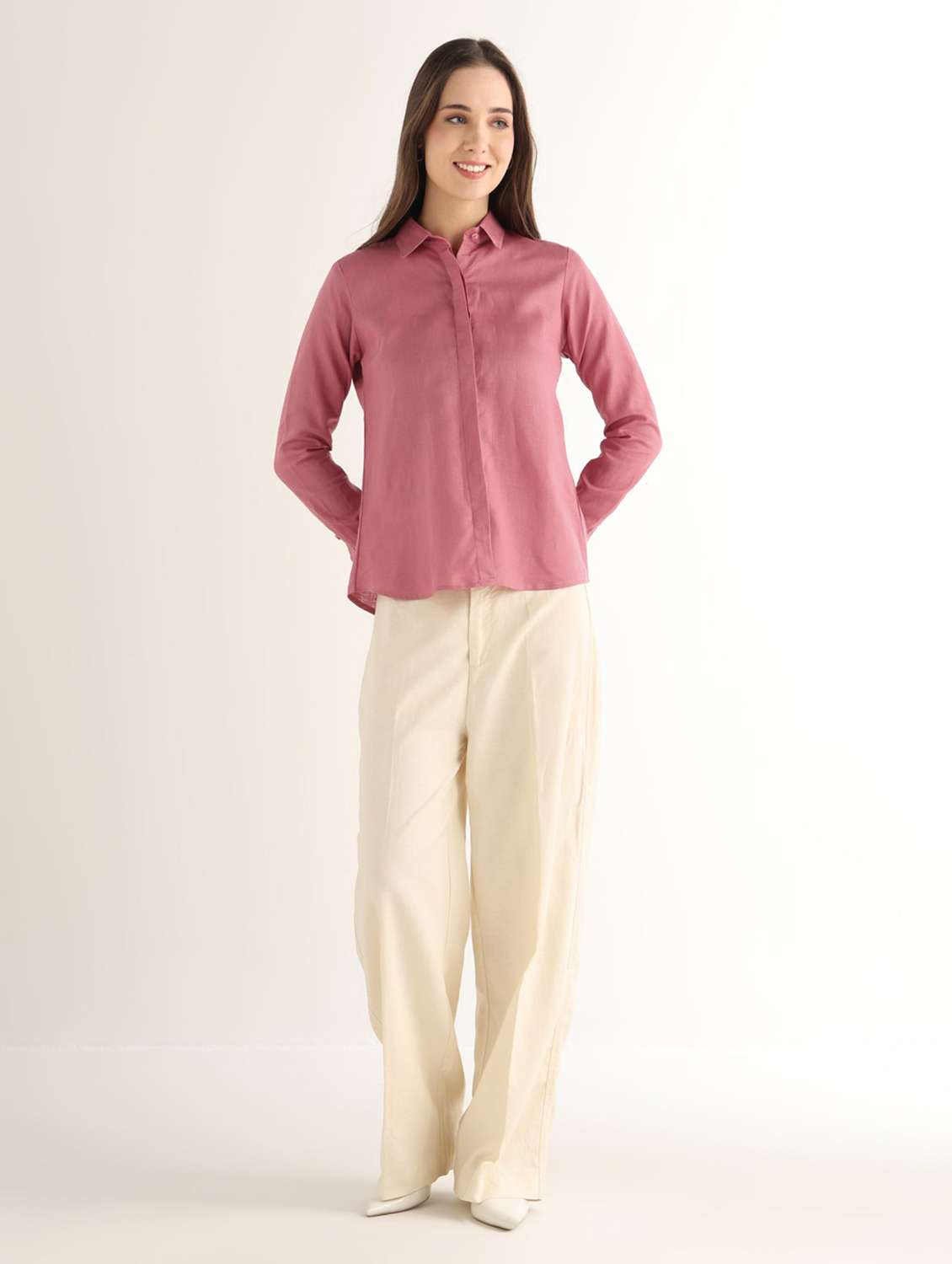 Women Solid Long Sleeves Regular Shirt - 22737571 -  Standard Image - 5