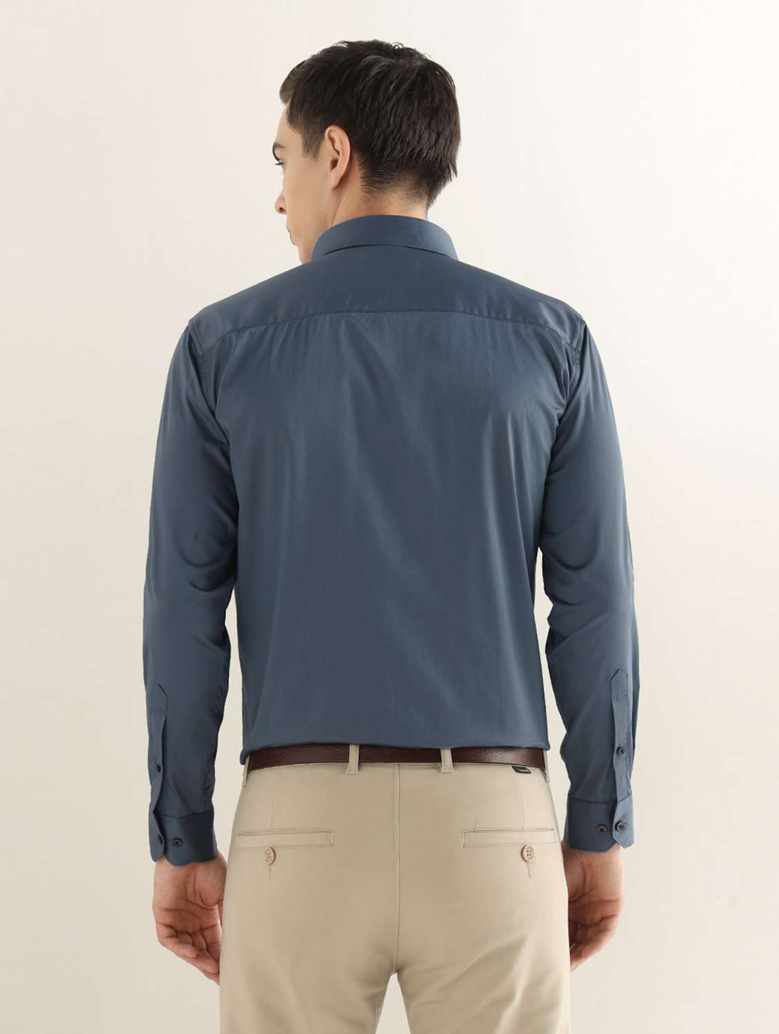 Men Solid Long Sleeve Slim Fit Formal Shirt - 22737614 -  Standard Image - 3
