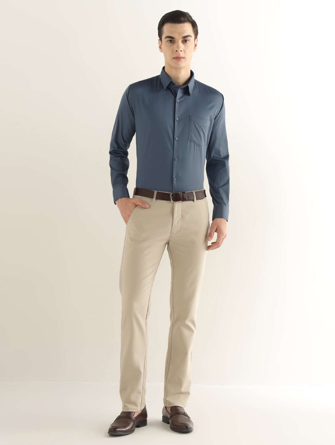 Men Solid Long Sleeve Slim Fit Formal Shirt - 22737614 -  Standard Image - 5