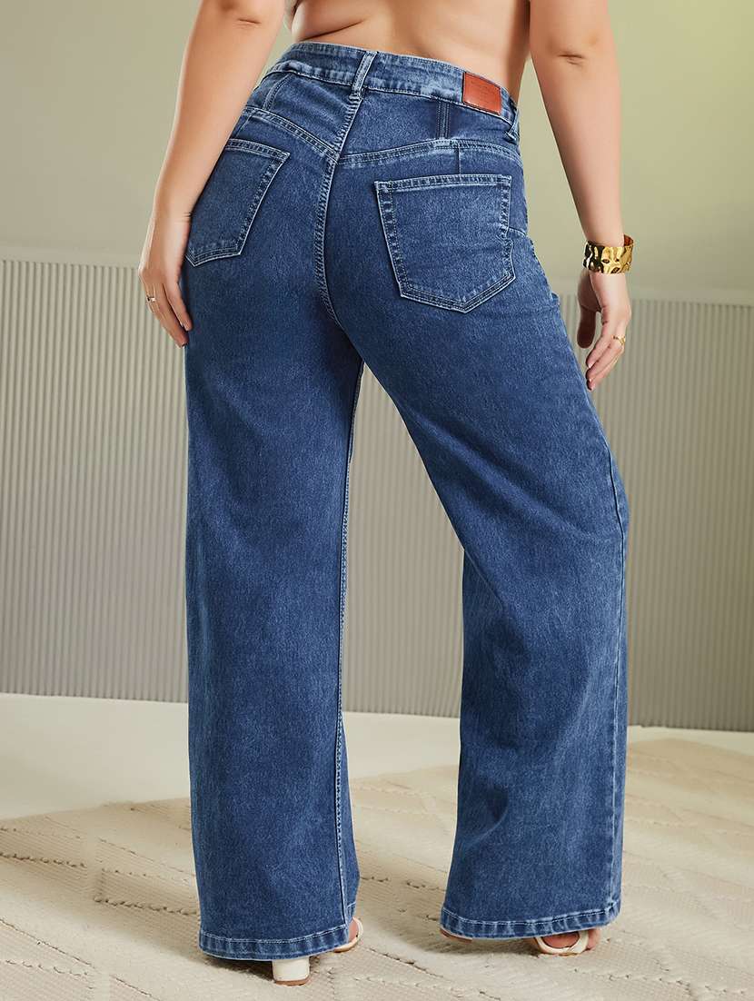 Women Solid High Rise Wide Leg Jeans - 22737733 -  Standard Image - 3