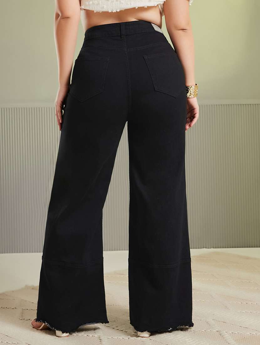 Women Solid High Rise Wide Leg Jeans - 22737800 -  Standard Image - 3