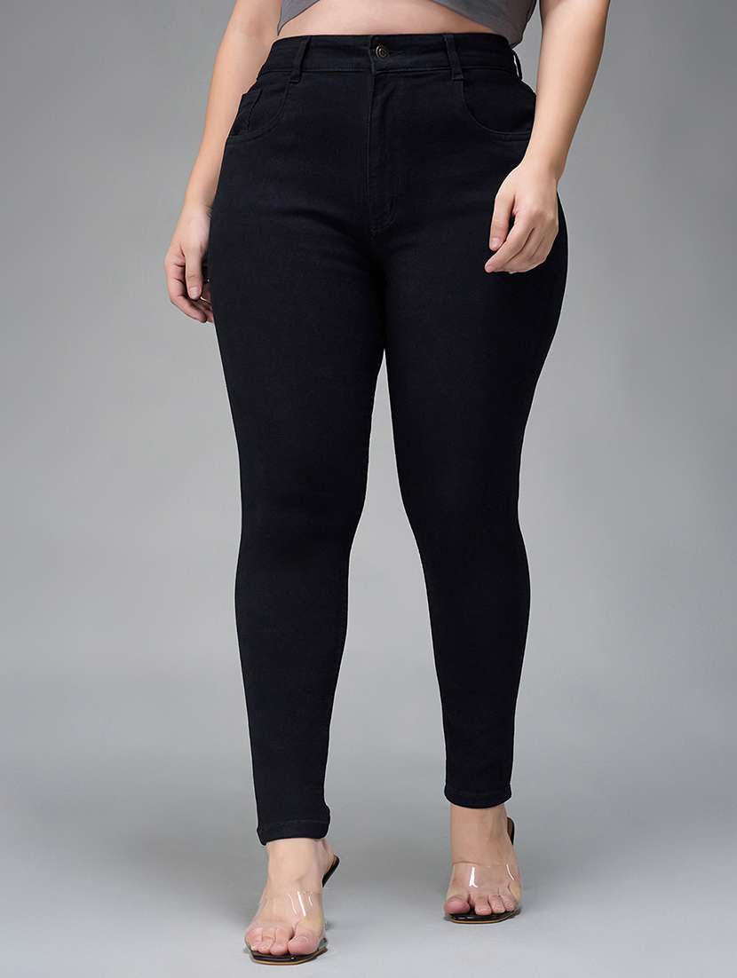 women solid high rise skinny fit jeans
