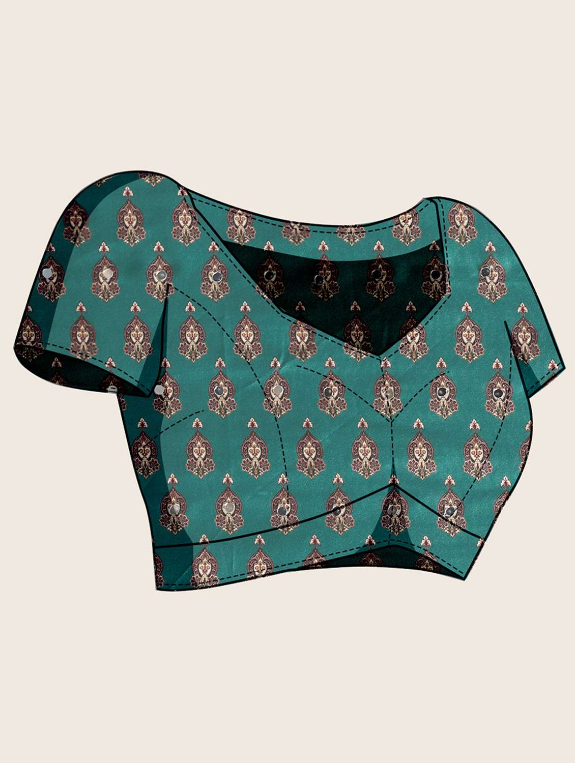 Women Printed Mirror Work Saree With Blouse - 22738040 -  Standard Image - 5