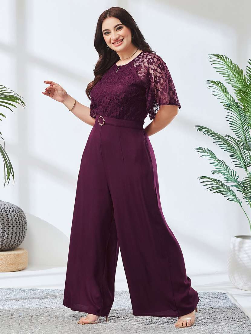 Women Self Design Short Sleeves Full Leg Jumpsuit - 22738176 -  Standard Image - 3