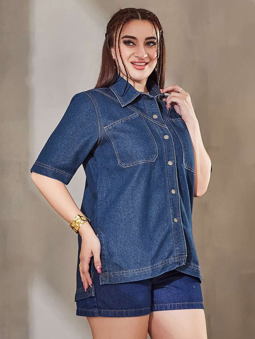 Women Solid Short Sleeves Regular Shirt - 22738217 -  Standard Image - 3