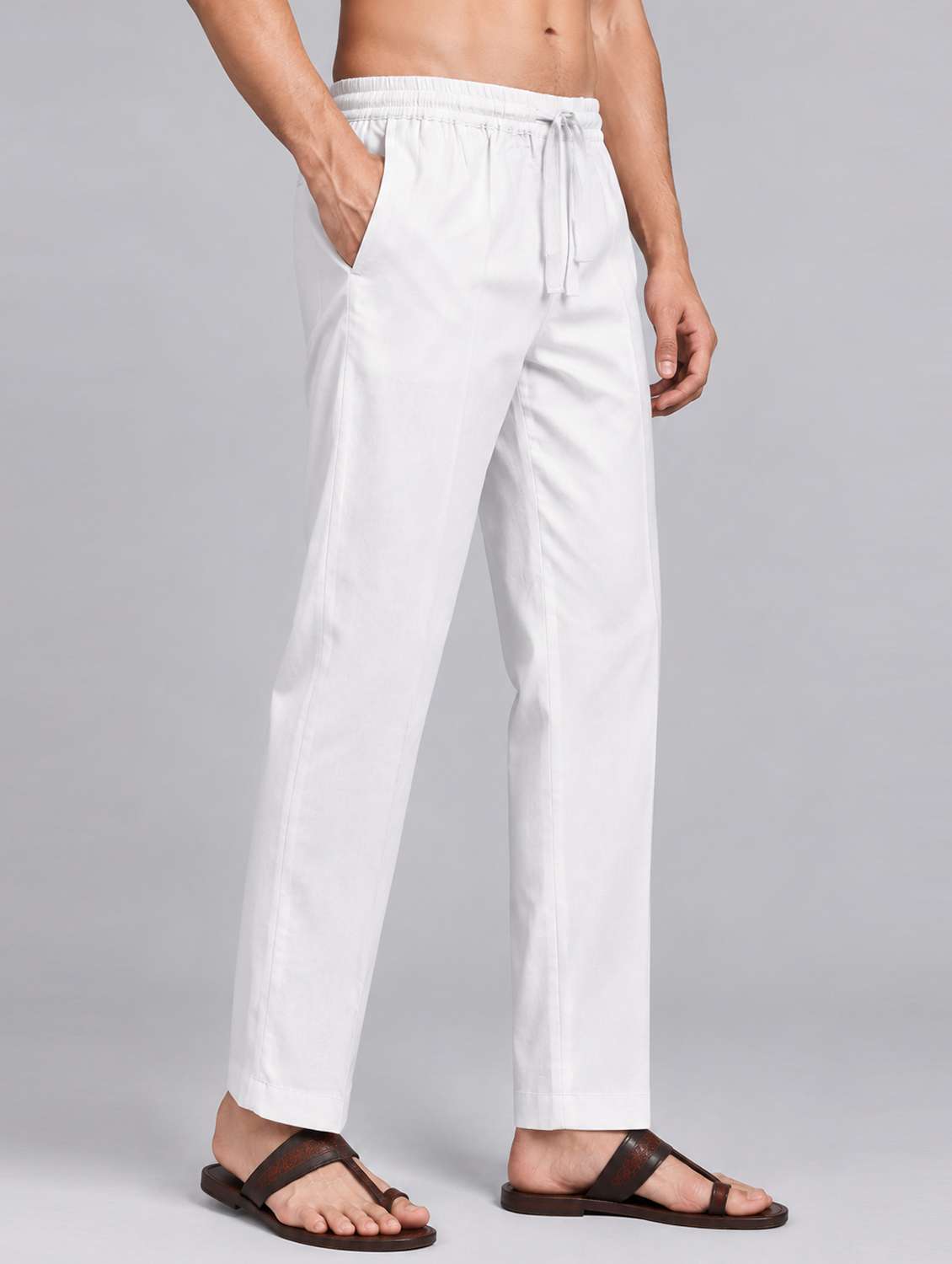 Men Solid Mid Rise Ethnic Bottom Wear Pyjama - 22738609 -  Standard Image - 3
