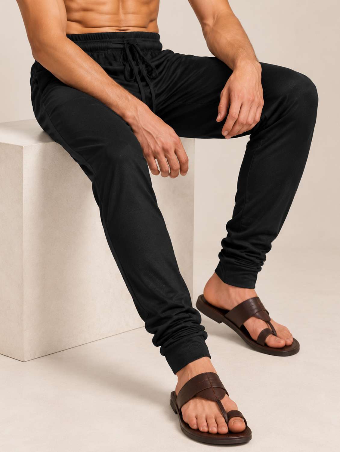 Men Solid Mid Rise Ethnic Bottom Wear Churidar Pyjama - 22738614 -  Standard Image - 5
