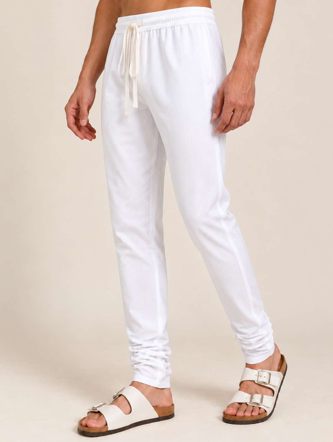 men solid mid rise ethnic bottom wear churidar pyjama