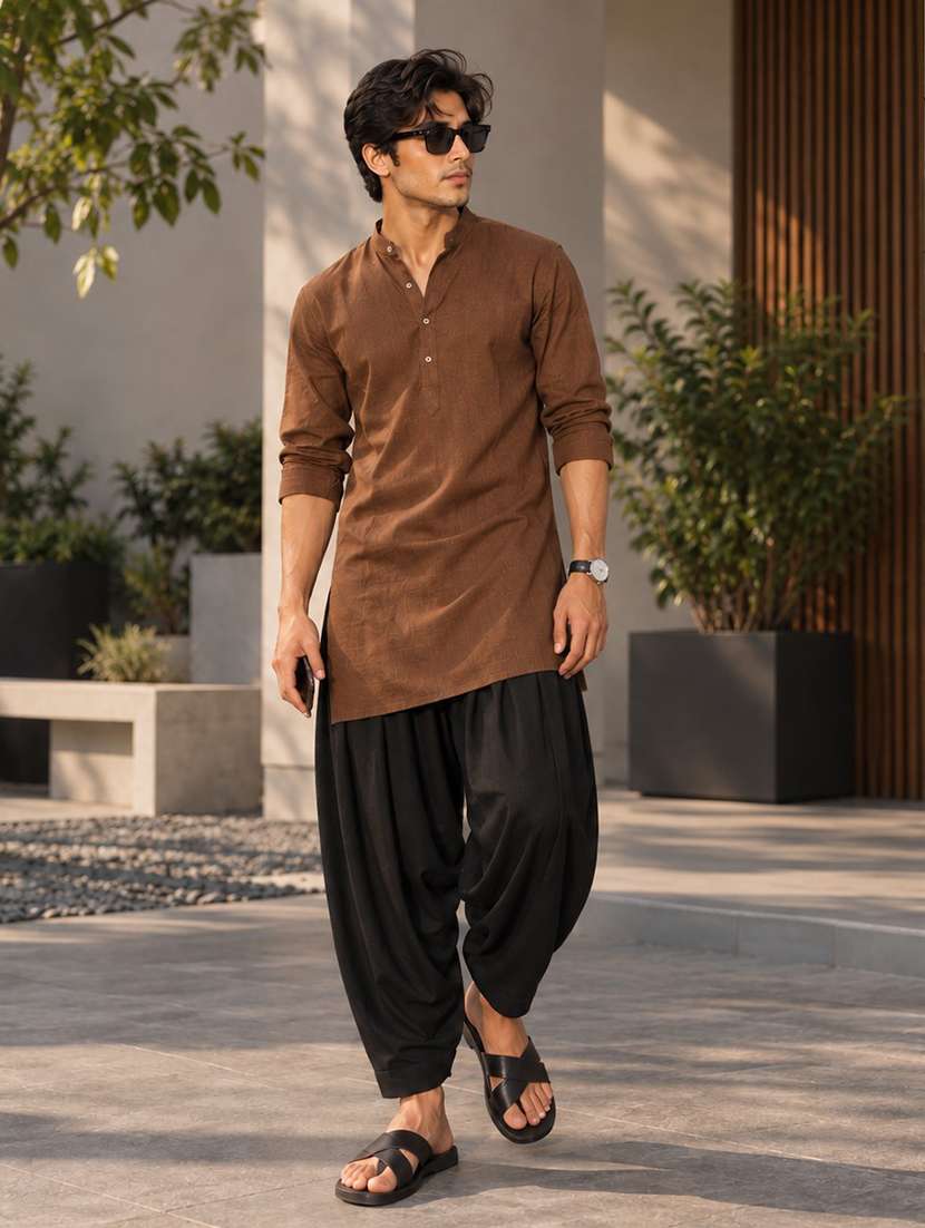 Men Solid Mid Rise Ethnic Bottom Wear Salwar - 22738617 -  Standard Image - 5