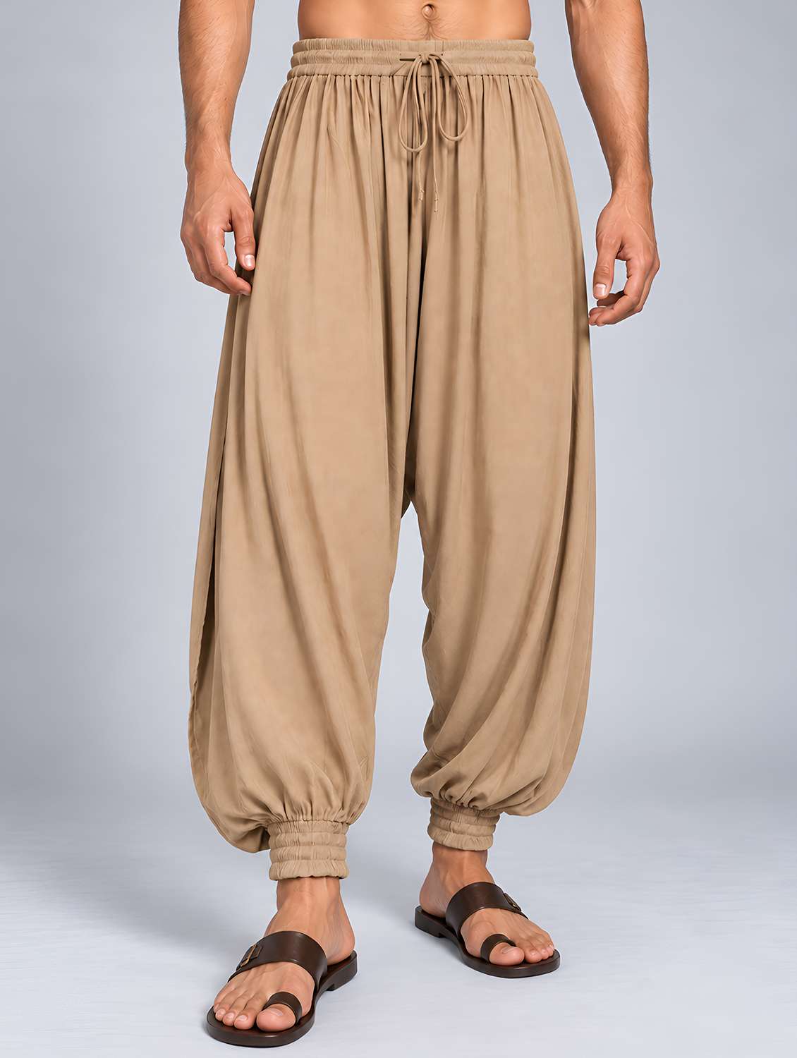 men solid mid rise ethnic bottom wear salwar