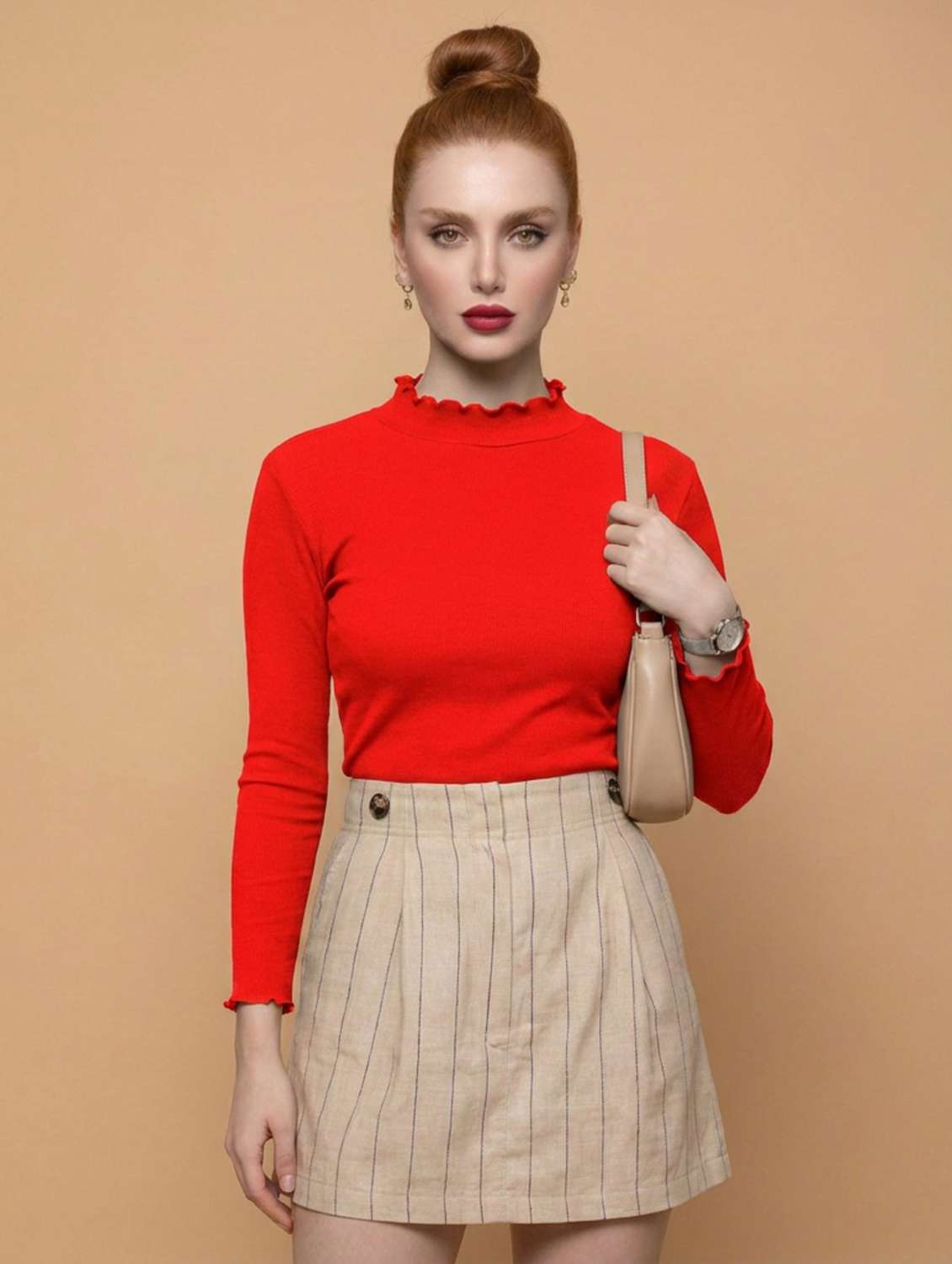 women solid long sleeves regular top