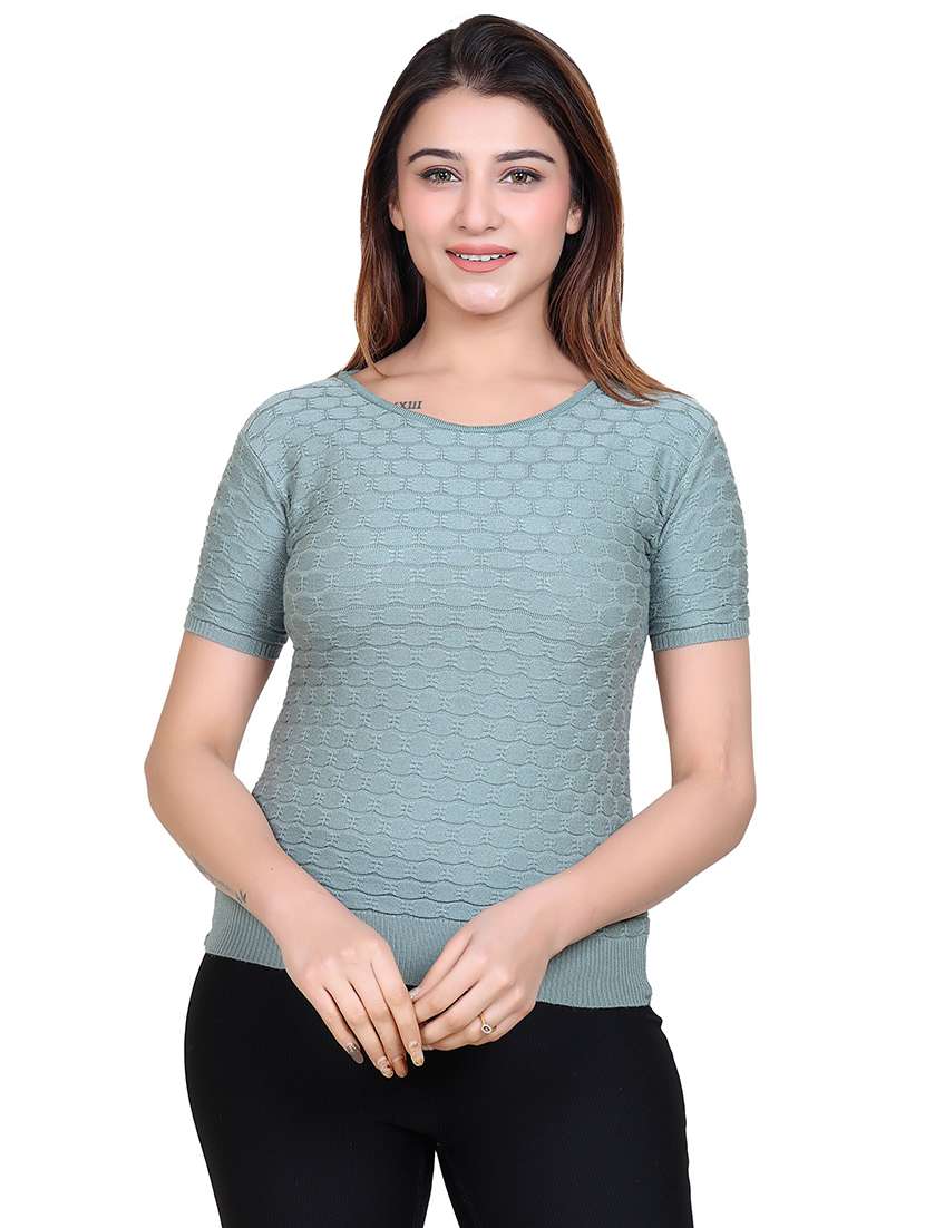 women self design short sleeves regular t-shirt