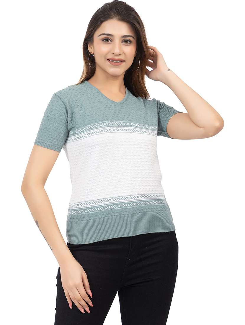 women colourblocked short sleeves regular t-shirt