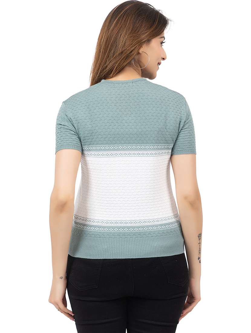 Women Colourblocked Short Sleeves Regular T-shirt - 22740418 -  Standard Image - 3