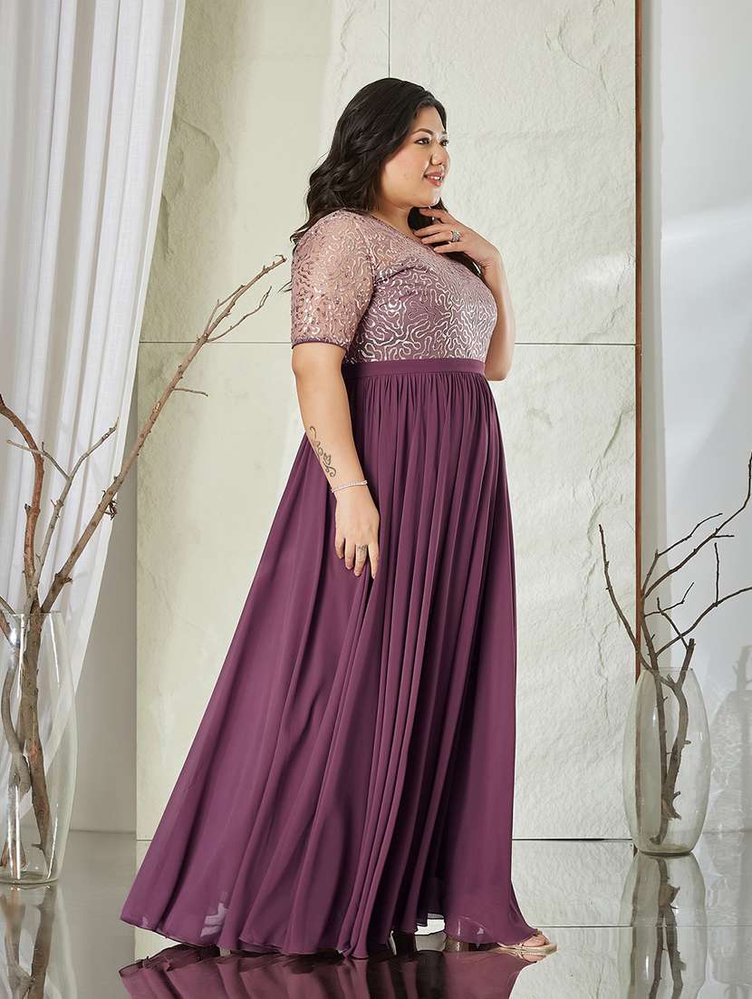 Women Embroidered Short Sleeves Fit And Flare Gown - 22740791 -  Standard Image - 3